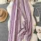 Striped Digital Printing Wide Leg Leisure Slim Fit Tied Cropped Pants