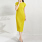 Fashion Pleated Mesh Fake Two Pieces Dress Women