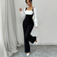 Long-sleeve Color-block Jumpsuit With Pants