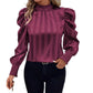 Solid Color Stand-up Collar Long Sleeve Shirt Women