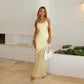 Classic Style Elegant Slim Satin Stitching Mesh Spaghetti-strap Dress