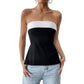 Contrast Color Tube Top Elegant Graceful Commuter Off-neck Tube Top