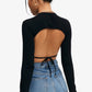 Crop top uni à nouer et dos nu avec ourlet incurvé