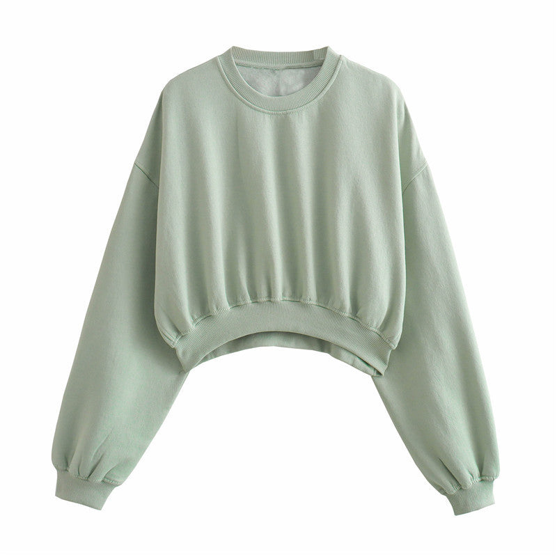 Vêtements d'automne pour femmes, couleur unie, pull court basique, pantalon de jogging à lacets et bande à la cheville