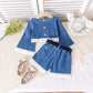 Long-sleeved Top Lace Denim Shorts