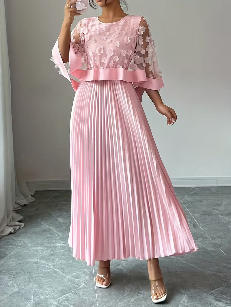 Womens New Elegant & Sophisticated 3D Floral Mesh Patchwork Dress