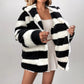 Casual Long Sleeve Black And White Striped Cardigan Jacket