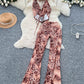 Sexy Scooped-neck Leopard-print Tank Top With High-waisted Flared Pants