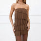 New Ruched, Strapless, A-line Dress With An Asymmetrical Flared Hem And A Slim Fit
