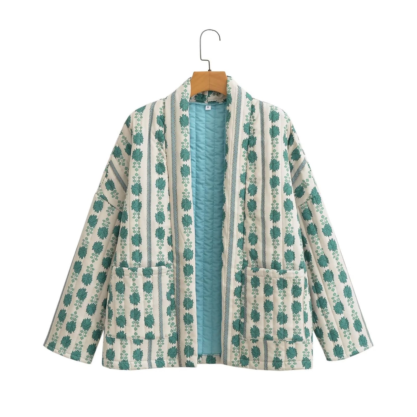 Multicolor Ethnic Print Cotton-padded Coat