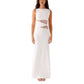 Womens Slim-Fit Lace-Patch Draping Dress