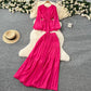 Suit Women's Spring French Style Lace-up Waist-controlled Round Neck Long Sleeve Shirt High Waist Drooping Skirt