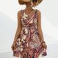 European And American Knot Printing Smocking Dress