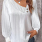 V-neck Buttons Solid Color Long Sleeve Shirt Women