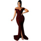 Robe moulante micro-froissée à col en V large et tendance