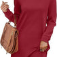 Back Fold Pocket Long Sleeve Sweater Dress