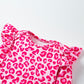 Spring And Autumn Women's Leopard Print Flounced Sleeve Mesh Princess Dress 2-piece Set