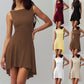 Sleeveless Off-neck Dress Waist Slimming Back
