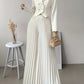 Top Set Long Sleeved Pleated Skirt