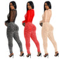 Fashion Women's Color Mesh Drilling Long Sleeve Jumpsuit