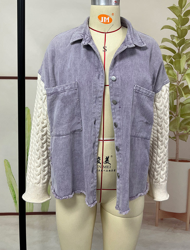 Women's Fashion Personality Splicing Jacket Tweed
