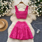 Girls Hollow Embroidery Suit