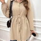 Women's Fashionable Elegant Drawstring Waist Loose Long Sleeve Top