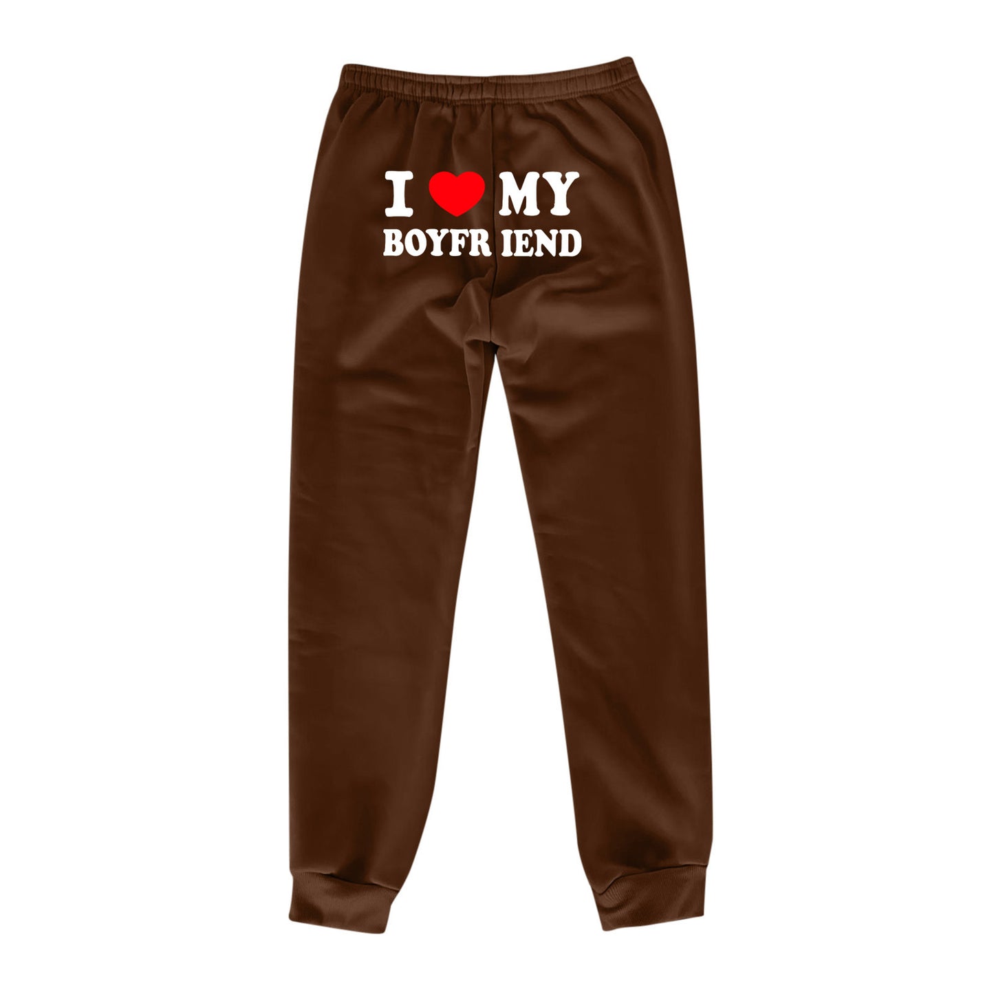 Pantalon imprimé « J'aime mon copain » Pantalon de survêtement décontracté pour homme et femme Pantalon de sport