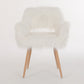 WHITE Faux Fur Upholstered Make Up Chair Side Dining Chair With Metal Leg WHITE Beech Metal Leg