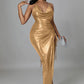 Women's Elegant Dress Halter Backless Split Crimp Lace-up Irregular Dress