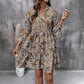 Womens Printed Casual Dress With A Stand-Up Collar