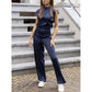 Backless Evening Dress Jumpsuit Solid Color Casual Straight Pants