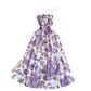 Womens Retro Chiffon Printed Backless Slip Dress