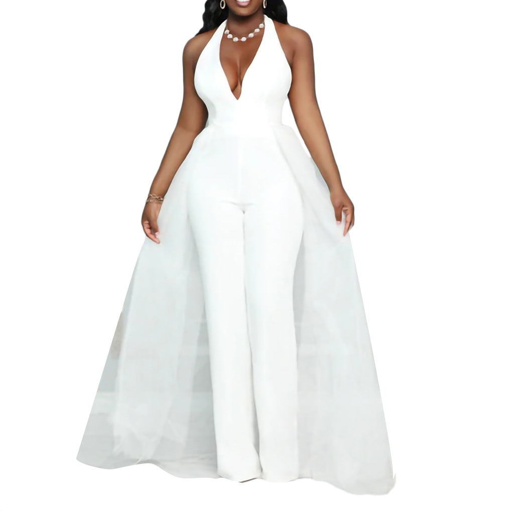 Combinaison européenne et américaine grande taille à coutures en maille