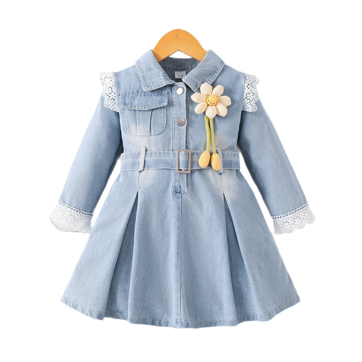 Lace Trim Dress Belt Set For Children