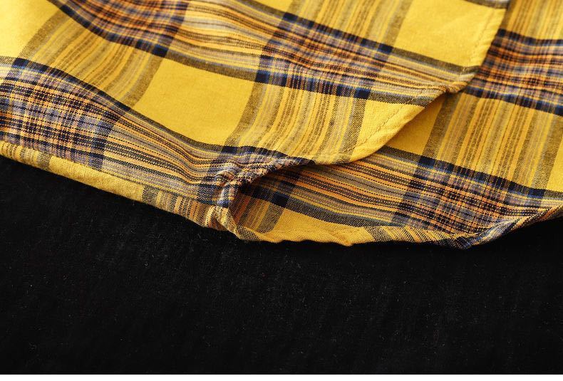 Chemise à carreaux mi-longue ample à manches longues pour femme