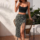 Camisole Top Paired With A Floral-print Drawstring Skirt A Chic Two-piece Set