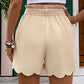 Short festonné à lacets de couleur unie pour femme