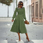 Robe mi-longue cintrée pour les vacances et les loisirs, vêtements pour femmes printemps et automne