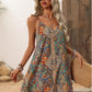 Strapless Printed V-neck Dress Women's Clothing