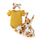 Ensemble jupe-jupe décontractée à manches courtes et bretelles pour bébé fille, motif floral et fruité, été