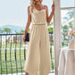Fashion Casual Solid Color Suspender Waist Wide Leg Jumpsuit