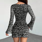 New Women's Round Neck Bodycon Dress With Leopard Print