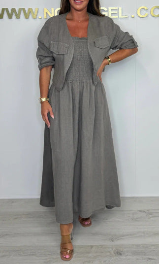Women's Short Cardigan Suspender Skirt 2-piece Set