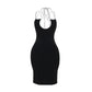 Contrast Color Hollow Slim Fit Dress Women