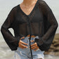Women's Lace-up Cardigan Hollow-out Beach Sun Protection Long-sleeved Blouse