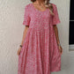 Round Neck Short Sleeve Printed Floral Dress Women