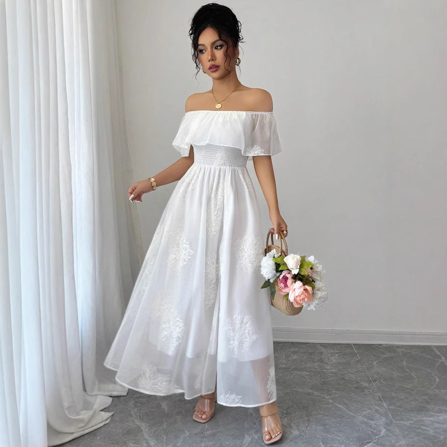 Resort-style French Ruffled Off-shoulder Womens Dress