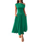 Slant Shoulder Waist Trimming Long With Pocket Dress