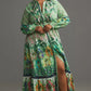 Women's Floral Print Long-sleeved Shirt Dress